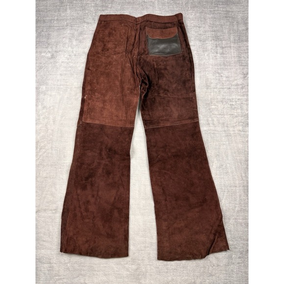 Vtg 60s 70s Suede Leather Pants Mens‎ 30x30 Brown Flared Disco Hippie Handmade - Picture 2 of 11